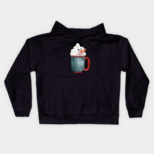 Hot Chocolate Snowman - red and blue mug Kids Hoodie